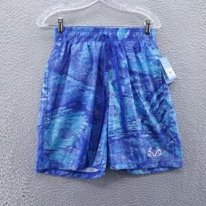 Realtree Fishing Mens Ohana Swim Trunk Medium Blue UPF 50‎ Drawstring Lined NEW